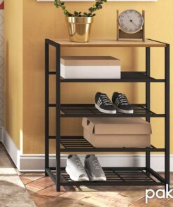 Παπουτσοθήκη Ramon pakoworld 12 ζευγών φυσικό-μαύρο 63x30x83εκ – 085-000011