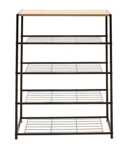 Παπουτσοθήκη Ramon pakoworld 12 ζευγών φυσικό-μαύρο 63x30x83εκ – 085-000011