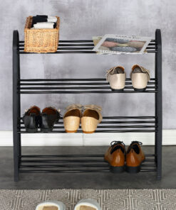 Παπουτσοθήκη Ramon pakoworld 12 ζευγών μέταλλο μαύρο 62x20x62εκ – 085-000014