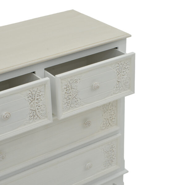 Συρταριέρα Pazlen Inart mdf σε λευκή αντικέ απόχρωση 80x40x80εκ – 087-000008