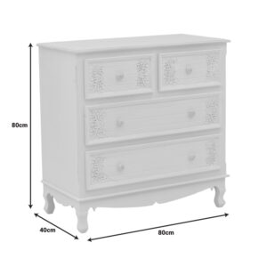 Συρταριέρα Pazlen Inart mdf σε λευκή αντικέ απόχρωση 80x40x80εκ – 087-000008