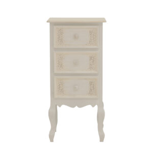 Κομοδίνο Pazlen Inart mdf σε λευκή αντικέ απόχρωση 40×34.5×82εκ – 087-000009