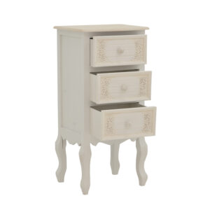Κομοδίνο Pazlen Inart mdf σε λευκή αντικέ απόχρωση 40×34.5×82εκ – 087-000009