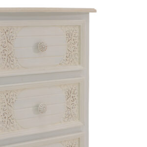 Κομοδίνο Pazlen Inart mdf σε λευκή αντικέ απόχρωση 40×34.5×82εκ – 087-000009