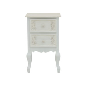 Κομοδίνο Pazlen Inart mdf σε λευκή αντικέ απόχρωση 40x45x65εκ – 087-000010