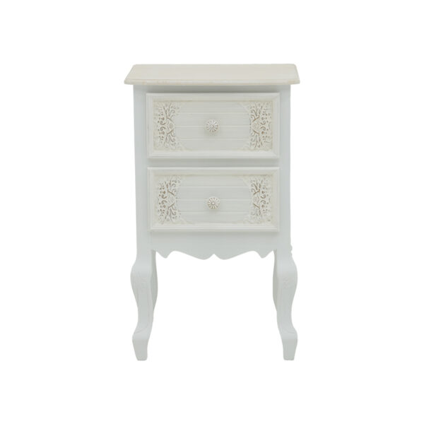 Κομοδίνο Pazlen Inart mdf σε λευκή αντικέ απόχρωση 40x45x65εκ – 087-000010