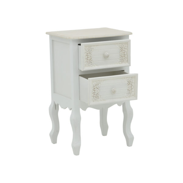 Κομοδίνο Pazlen Inart mdf σε λευκή αντικέ απόχρωση 40x45x65εκ – 087-000010