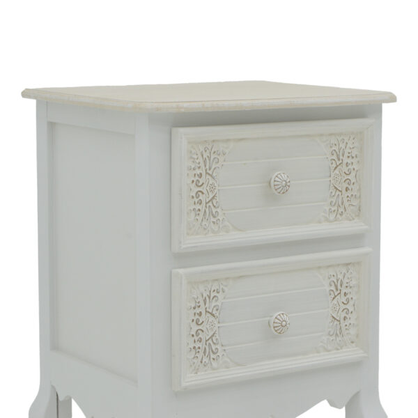 Κομοδίνο Pazlen Inart mdf σε λευκή αντικέ απόχρωση 40x45x65εκ – 087-000010