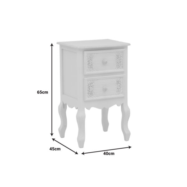 Κομοδίνο Pazlen Inart mdf σε λευκή αντικέ απόχρωση 40x45x65εκ – 087-000010
