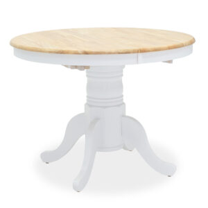 Dining table Lars pakoworld extendable wood-MDF white-natural D100(+38)x100x75cm 091-000004