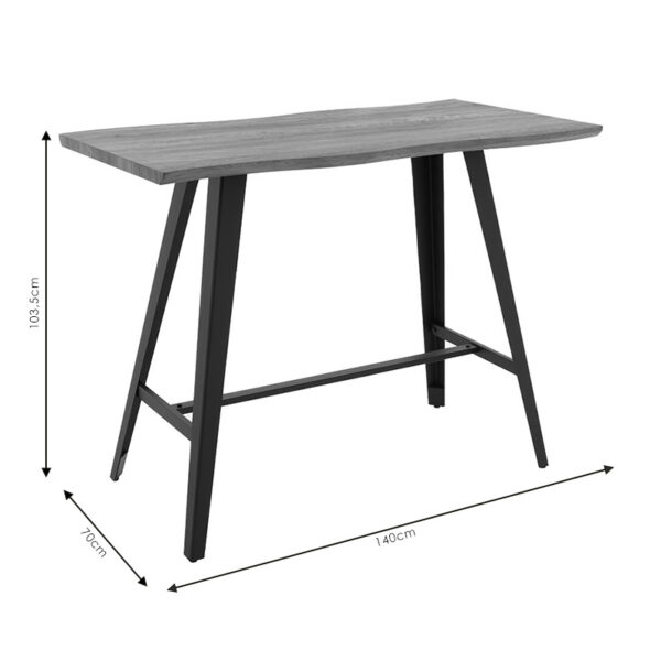 Tραπέζι μπαρ Fortitude pakoworld MDF καρυδί – πόδι μαύρο 140x70x103.5εκ – 093-000014