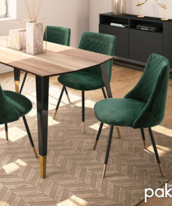 Καρέκλα Giselle pakoworld βελούδο σκούρο πράσινο-μαύρο χρυσό πόδι – 096-000012