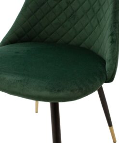 Καρέκλα Giselle pakoworld βελούδο σκούρο πράσινο-μαύρο χρυσό πόδι – 096-000012