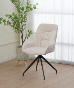 Καρέκλα περιστρεφόμενη Kadeira pakoworld ύφασμα μπεζ με μαύρα μεταλλικά πόδια 57.5x51x89 – 096-000052