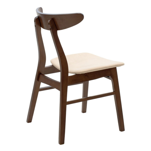 Καρέκλα Orlean pakoworld μπεζ ύφασμα-rubberwood καρυδί πόδι – 097-000007