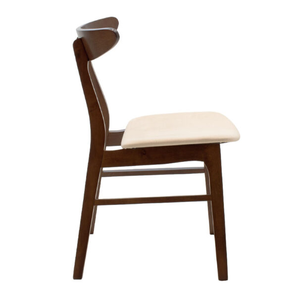Καρέκλα Orlean pakoworld μπεζ ύφασμα-rubberwood καρυδί πόδι – 097-000007