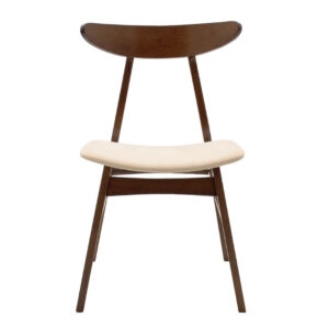 Καρέκλα Orlean pakoworld μπεζ ύφασμα-rubberwood καρυδί πόδι – 097-000007