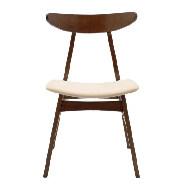 Καρέκλα Orlean pakoworld μπεζ ύφασμα-rubberwood καρυδί πόδι – 097-000007