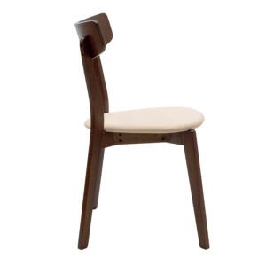 Καρέκλα Toto pakoworld μπεζ ύφασμα-rubberwood καρυδί πόδι – 097-000011