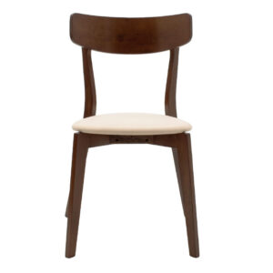 Καρέκλα Toto pakoworld μπεζ ύφασμα-rubberwood καρυδί πόδι – 097-000011