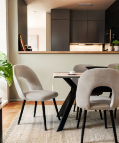 Καρέκλα Jonah pakoworld βελούδο γκρι-μαύρο πόδι – 101-000002