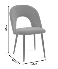 Καρέκλα Jonah pakoworld βελούδο γκρι-μαύρο πόδι – 101-000002