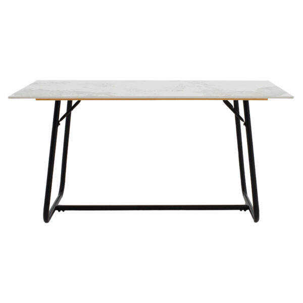 Τραπέζι Revello pakoworld sintered stone λευκό μαρμάρου-μαύρο 150x90x75εκ – 101-000074