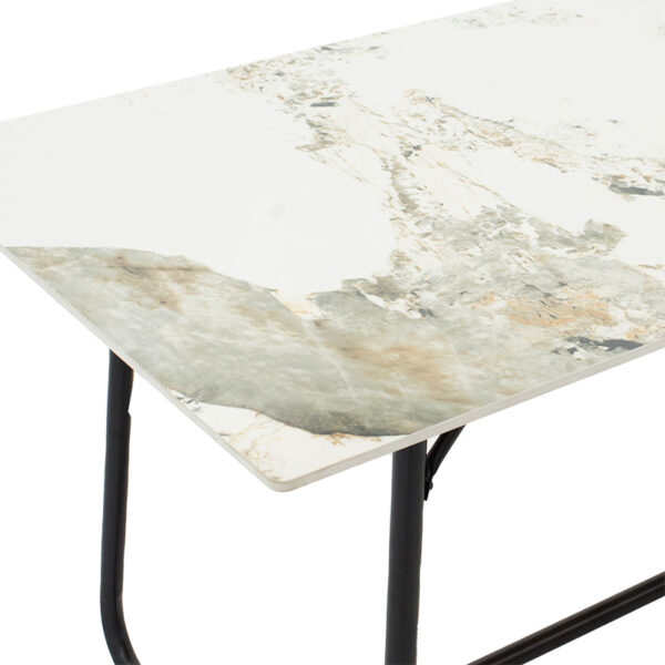 Τραπέζι Revello pakoworld sintered stone λευκό μαρμάρου-μαύρο 150x90x75εκ – 101-000074