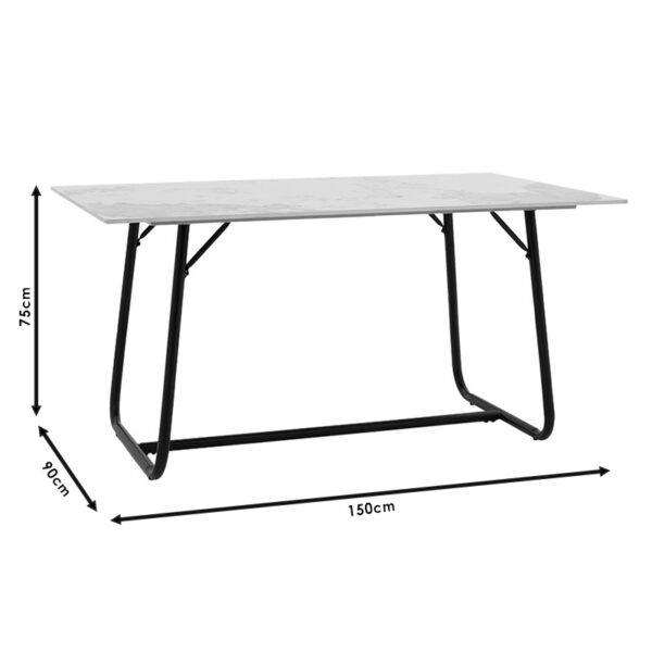 Τραπέζι Revello pakoworld sintered stone λευκό μαρμάρου-μαύρο 150x90x75εκ – 101-000074