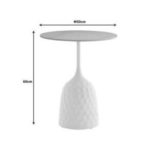 Βοηθητικό τραπέζι Kousien Inart λευκό sintered stone Φ50×60εκ – 101-000098