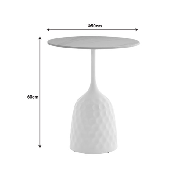 Βοηθητικό τραπέζι Kousien Inart λευκό sintered stone Φ50×60εκ – 101-000098