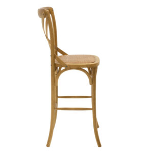 Σκαμπό μπαρ Reid pakoworld ξύλο sonoma-έδρα καφέ rattan – 102-000005