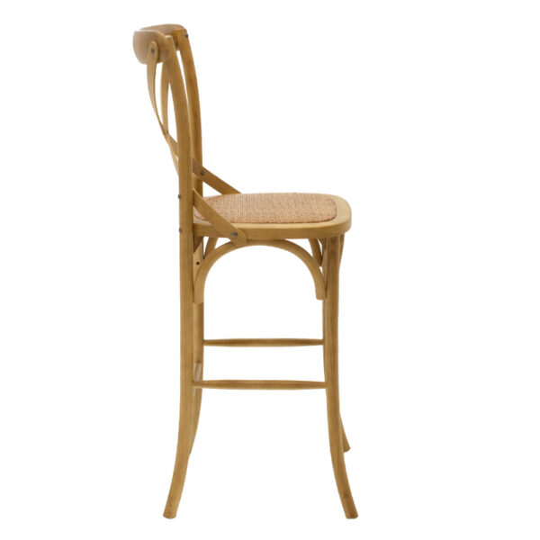 Σκαμπό μπαρ Reid pakoworld ξύλο sonoma-έδρα καφέ rattan – 102-000005