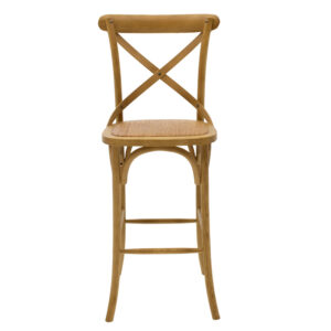 Σκαμπό μπαρ Reid pakoworld ξύλο sonoma-έδρα καφέ rattan – 102-000005