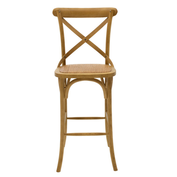 Σκαμπό μπαρ Reid pakoworld ξύλο sonoma-έδρα καφέ rattan – 102-000005