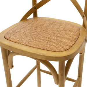 Σκαμπό μπαρ Reid pakoworld ξύλο sonoma-έδρα καφέ rattan – 102-000005