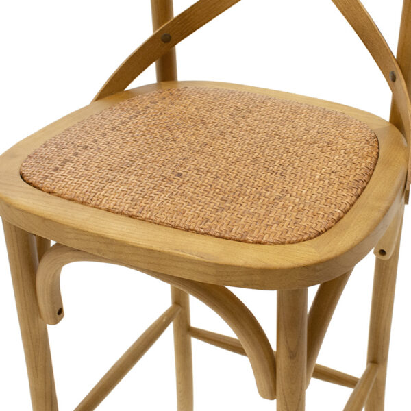 Σκαμπό μπαρ Reid pakoworld ξύλο sonoma-έδρα καφέ rattan – 102-000005