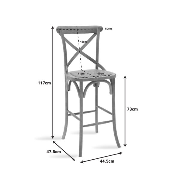Σκαμπό μπαρ Reid pakoworld ξύλο sonoma-έδρα καφέ rattan – 102-000005