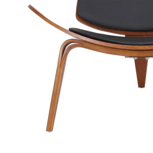 Πολυθρόνα Vilma pakoworld PU μαύρο- plywood καρυδί 90x73x75εκ – 106-000015