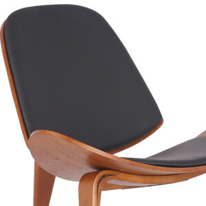 Πολυθρόνα Vilma pakoworld PU μαύρο- plywood καρυδί 90x73x75εκ – 106-000015
