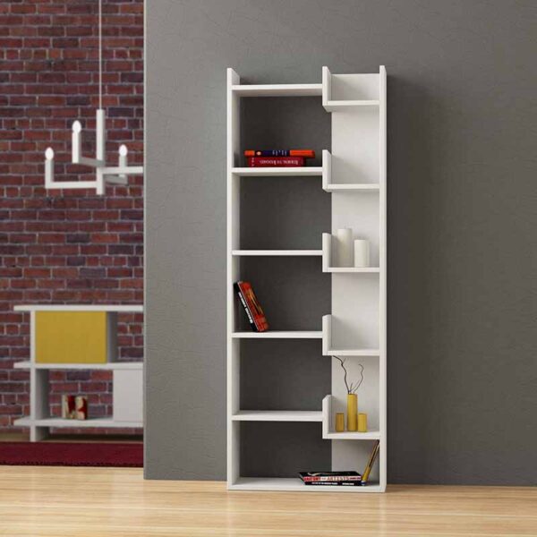 Βιβλιοθήκη Oppa pakoworld χρώμα λευκό 61x22x162εκ – 119-000097