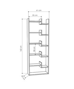 Βιβλιοθήκη Oppa pakoworld χρώμα λευκό 61x22x162εκ – 119-000097