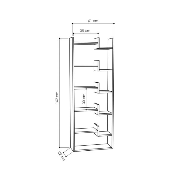 Βιβλιοθήκη Oppa pakoworld χρώμα λευκό 61x22x162εκ – 119-000097