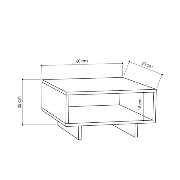 Τραπέζι σαλονιού Hola pakoworld φυσικό-ανθρακί 60x60x32εκ – 119-000728