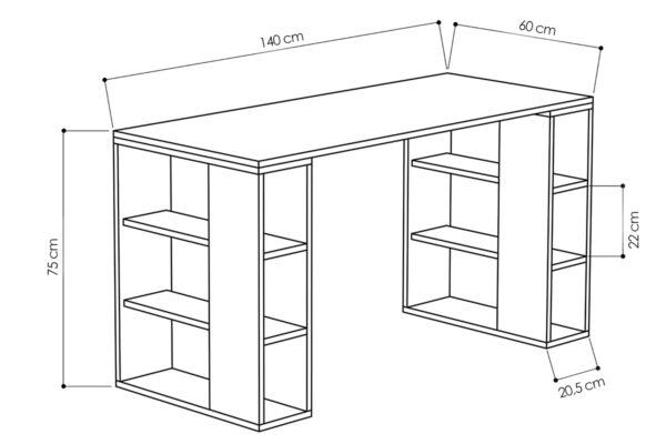 Γραφείο Colmar pakoworld χρώμα λευκό -σκούρο φυσικό 140x60x75εκ – 119-000797