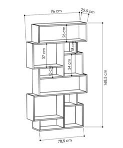 Βιβλιοθήκη Karmato pakoworld χρώμα φυσικό 96×25,5×168,5εκ – 119-001075