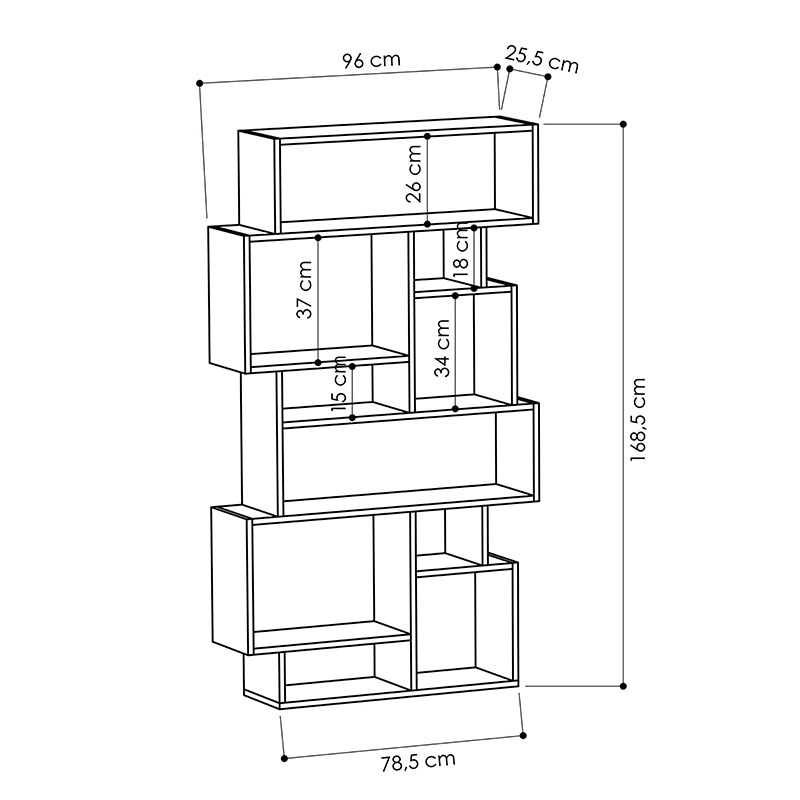 Βιβλιοθήκη Karmato pakoworld χρώμα φυσικό 96×25,5×168,5εκ – 119-001075