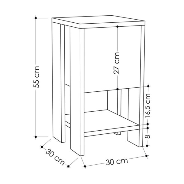 Κομοδίνο Ema pakoworld χρώμα λευκό antique-μόκα 30x30x55εκ – 119-001134