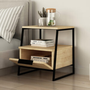 Κομοδίνο Johana pakoworld μαύρο-oak 45x40x50εκ – 119-001163