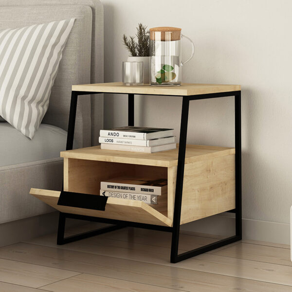 Κομοδίνο Johana pakoworld μαύρο-oak 45x40x50εκ – 119-001163